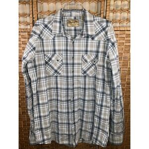 Wrangler Retro Western Pearl Snap Shirt XL Tall Plaid Long Sleeve Cowboy Rodeo